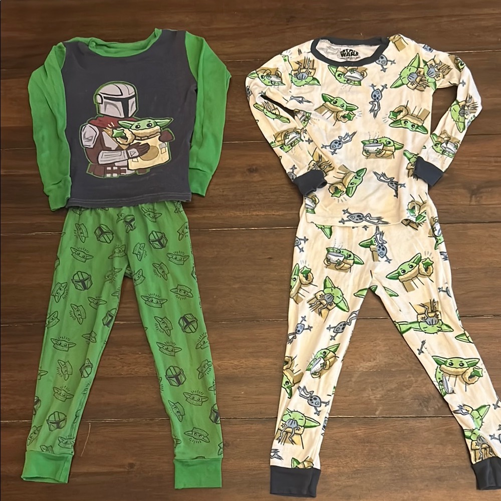 2 Pair - Star Wars Official Kids Pajamas Set - Size 6 - EUC - Grogu The Child